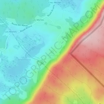 Carte topographique Chez l'Aimé, altitude, relief