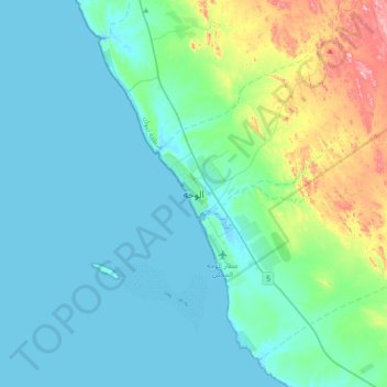 Carte topographique Al Wajh, altitude, relief