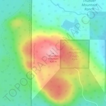 Carte topographique Thunder Mountain, altitude, relief