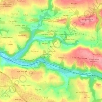 Carte topographique Parc Keristin, altitude, relief