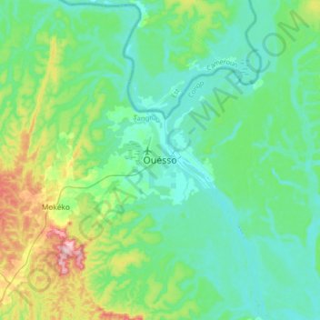 Carte topographique Ouésso, altitude, relief
