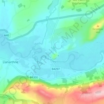 Carte topographique Dryslwyn, altitude, relief