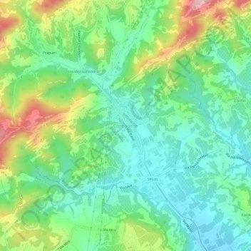 Carte topographique Corbanese, altitude, relief