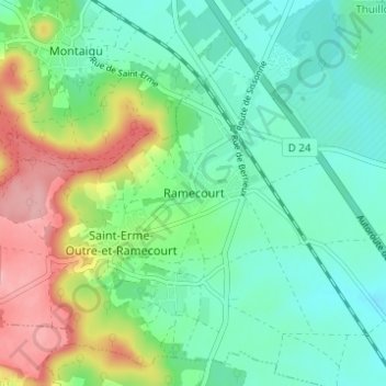 Carte topographique Ramecourt, altitude, relief