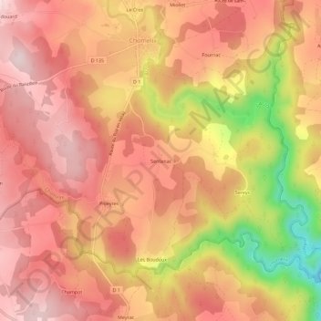 Carte topographique Sentenac, altitude, relief