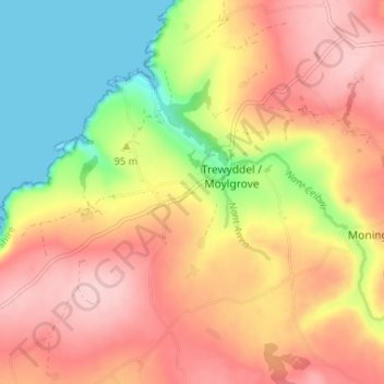 Carte topographique Tre-boeth, altitude, relief