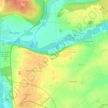 Carte topographique Beaulieu, altitude, relief