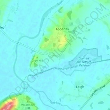 Carte topographique Lower Apperley, altitude, relief