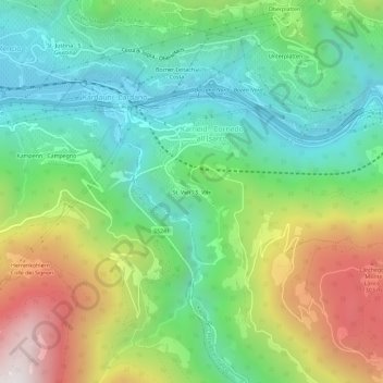Carte topographique St. Veit - S. Vito, altitude, relief