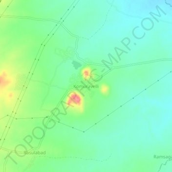 Carte topographique Komuravelli, altitude, relief