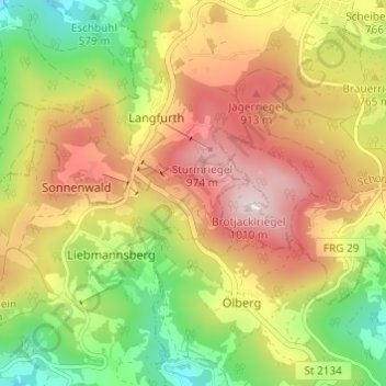 Carte topographique Neufang, altitude, relief