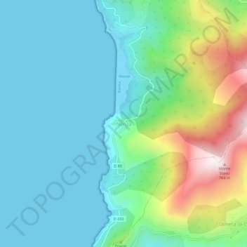 Carte topographique Nonza, altitude, relief