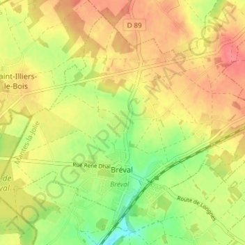 Carte topographique Le Hamel, altitude, relief