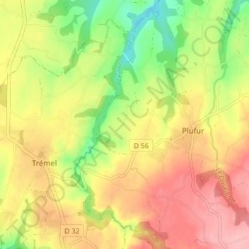 Carte topographique Komanant Plezo, altitude, relief
