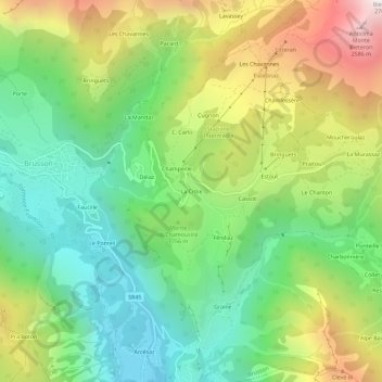 Carte topographique La Croix, altitude, relief