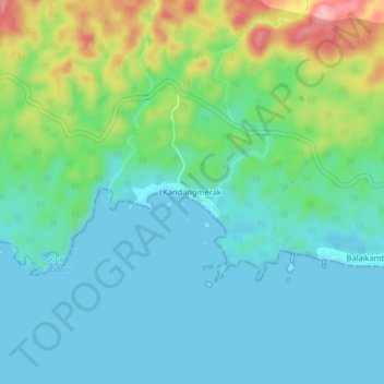 Carte topographique Kandangmerak, altitude, relief