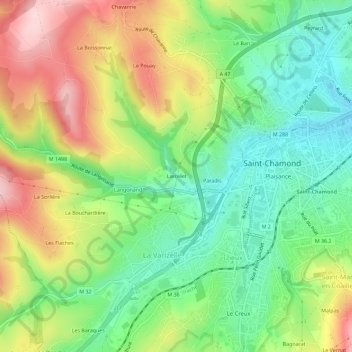 Carte topographique Larcelet, altitude, relief