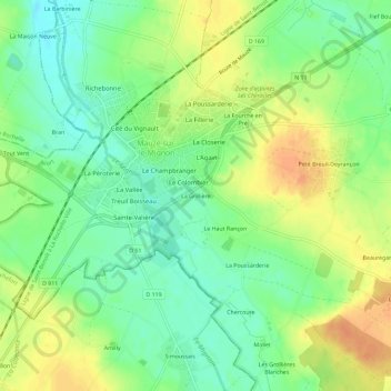 Carte topographique La Grillière, altitude, relief
