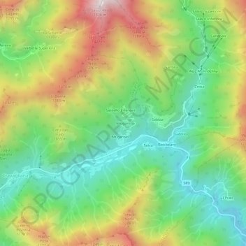 Carte topographique Brugaro, altitude, relief