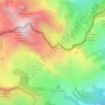 Carte topographique Pra Giordan, altitude, relief