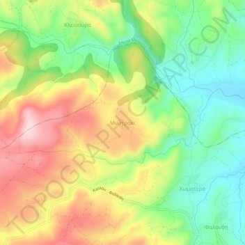 Carte topographique Mistraki, altitude, relief