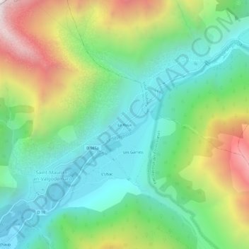 Carte topographique Le Roux, altitude, relief