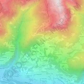 Carte topographique Challonge, altitude, relief