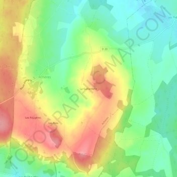 Carte topographique La Gaillarderie, altitude, relief