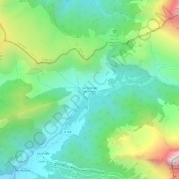 Carte topographique Les Granges des Forêts, altitude, relief