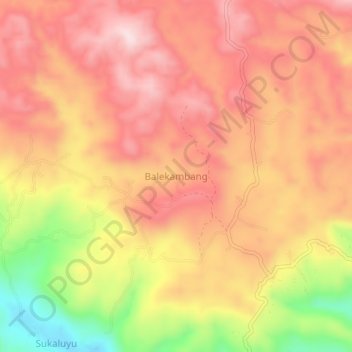 Carte topographique Balekambang, altitude, relief