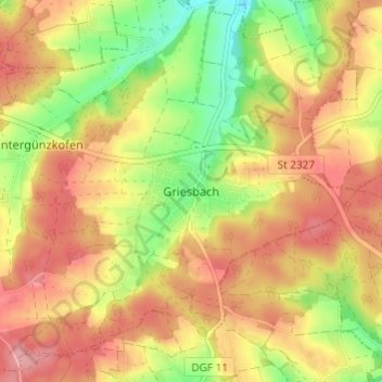 Carte topographique Griesbach, altitude, relief