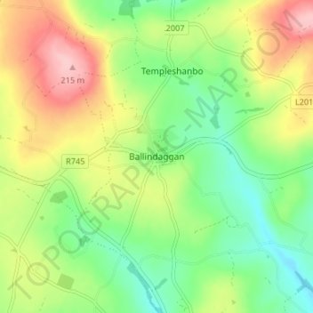 Carte topographique Ballindaggan, altitude, relief