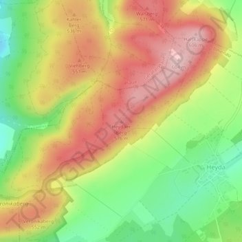 Carte topographique Heydaer Berg, altitude, relief
