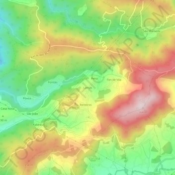 Carte topographique Lamas, altitude, relief