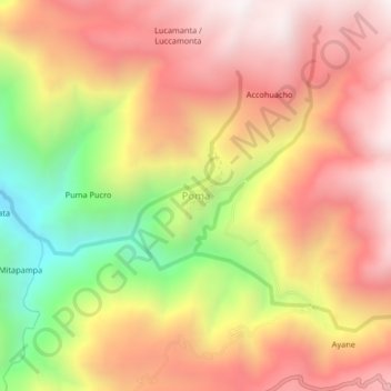 Carte topographique Poma, altitude, relief