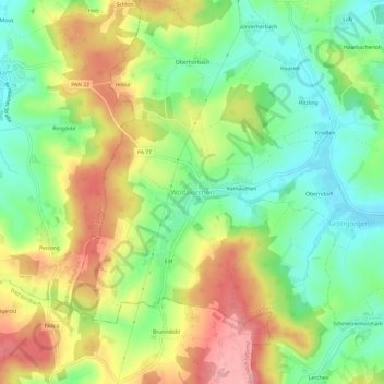 Carte topographique Wolfakirchen, altitude, relief