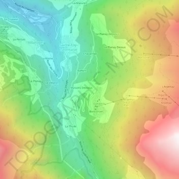 Carte topographique Montalbert, altitude, relief