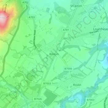 Carte topographique Bilston, altitude, relief