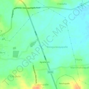 Carte topographique Venkatapuram, altitude, relief