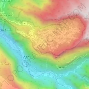 Carte topographique Dos d'Ane, altitude, relief