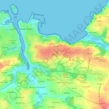 Carte topographique Coataner, altitude, relief