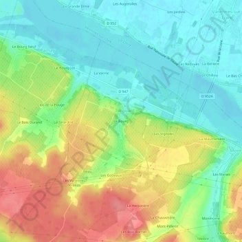 Carte topographique Le Bourg, altitude, relief