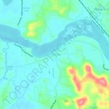 Carte topographique Thrithala, altitude, relief