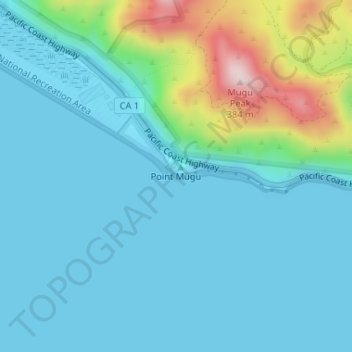Carte topographique Point Mugu, altitude, relief