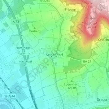 Carte topographique Seigendorf, altitude, relief