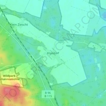 Carte topographique Klasdorf, altitude, relief