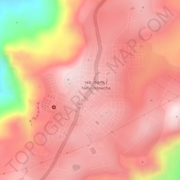 Carte topographique Nefas Mewucha, altitude, relief