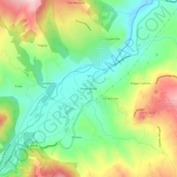 Carte topographique Ponte Messa, altitude, relief