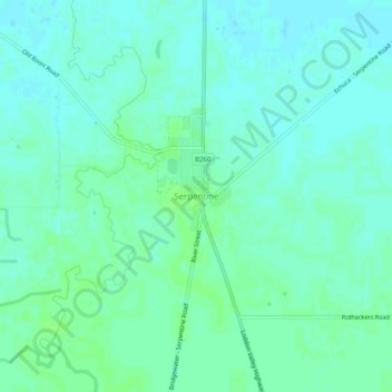 Carte topographique Serpentine, altitude, relief