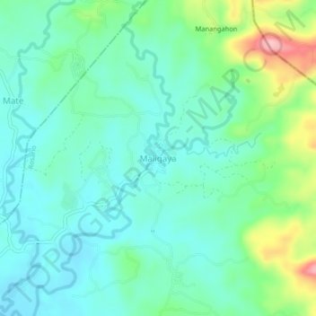 Carte topographique Maligaya, altitude, relief